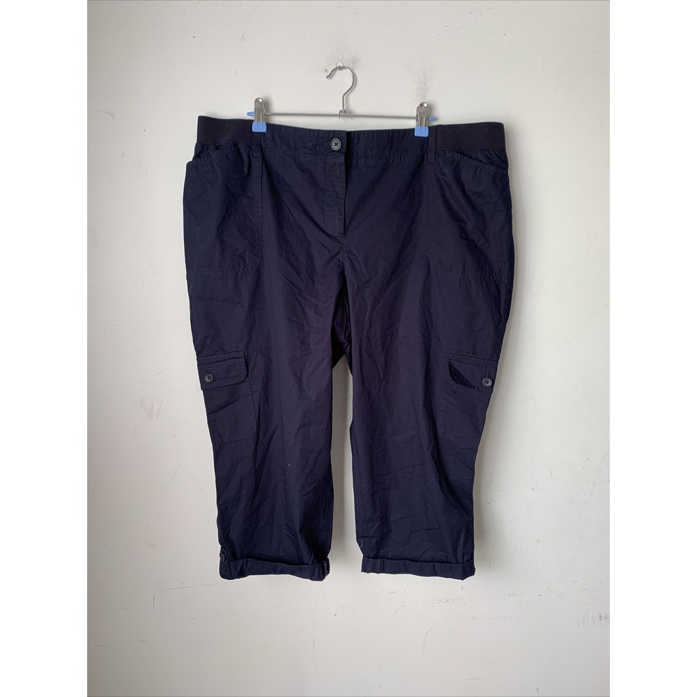 Talbots Womens Pants 20W Petite Navy Blue Cargo Chino Heritage Crop Capsule